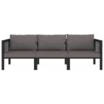 vidaXL 3-miestna záhradná pohovka s podložkami antracitová polyratanová – Obrázok 2