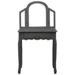 vidaXL Toaletný stolík so stoličkou sivý 65x36x128 cm drevo paulovnie MDF – Obrázok 3