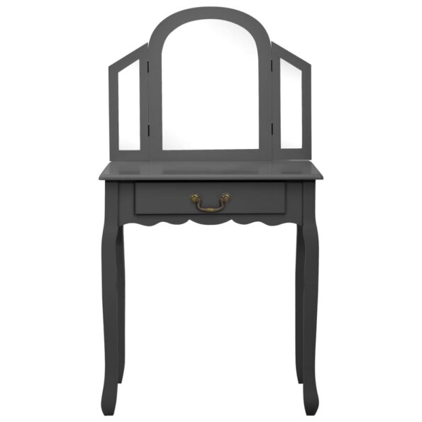 vidaXL Toaletný stolík so stoličkou sivý 65x36x128 cm drevo paulovnie MDF – Obrázok 3
