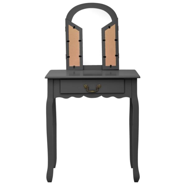 vidaXL Toaletný stolík so stoličkou sivý 65x36x128 cm drevo paulovnie MDF – Obrázok 4