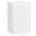 vidaXL Bambusový kôš na bielizeň s 2 priečinkami, biely 72 l – Obrázok 8