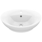 vidaXL Luxusné umývadlo, prepad, matné biele 58,5x39 cm, keramika – Obrázok 2