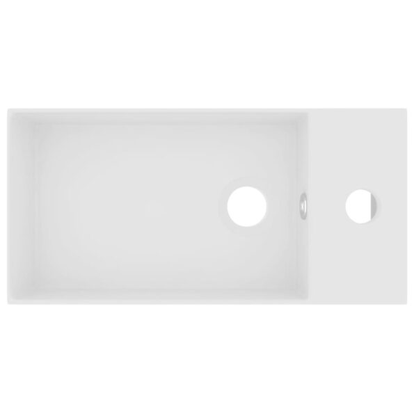 vidaXL Umývadlo s prepadom, keramika, matné biele – Obrázok 3