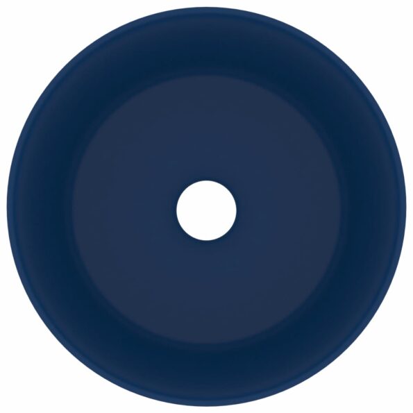 vidaXL Luxusné umývadlo, okrúhle, matné tmavomodré 40x15 cm, keramika – Obrázok 3