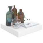 vidaXL Plávajúce nástenné police 2 ks, lesklé biele 23x23,5x3,8cm, MDF – Obrázok 3