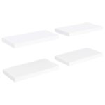 vidaXL Plávajúce nástenné police 4 ks, biele 50x23x3,8 cm, MDF – Obrázok 2