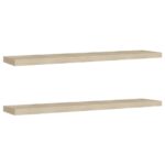 vidaXL Plávajúce nástenné police 2 ks, dubové 120x23,5x3,8 cm, MDF – Obrázok 2
