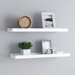 vidaXL Poličky na zarámované obrázky 2 ks biele 60x9x3 cm MDF