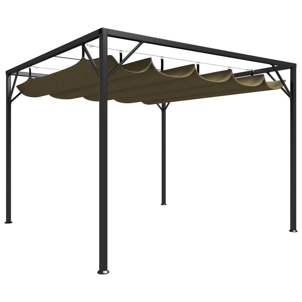 VXL8720286106402_a_en_hd_1.jpg vidaXL Záhradný altánok, zaťahovacia strecha 3x3 m, sivohnedý 180 g/m² – Obrázok 1