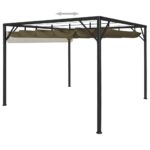 vidaXL Záhradný altánok, zaťahovacia strecha 3x3 m, sivohnedý 180 g/m² – Obrázok 6