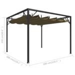 vidaXL Záhradný altánok, zaťahovacia strecha 3x3 m, sivohnedý 180 g/m² – Obrázok 8