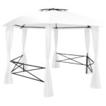 vidaXL Záhradný prístrešok so závesmi 360x312x265 cm, biely 180 g/m² – Obrázok 3