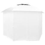 vidaXL Záhradný prístrešok so závesmi 360x312x265 cm, biely 180 g/m² – Obrázok 4