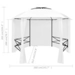 vidaXL Záhradný prístrešok so závesmi 360x312x265 cm, biely 180 g/m² – Obrázok 8