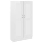 vidaXL Knižnica, lesklá biela 82,5x30,5x150 cm, kompozitné drevo – Obrázok 2