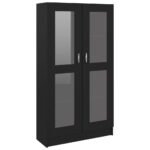 vidaXL Vitrína, čierna 82,5x30,5x150 cm, kompozitné drevo – Obrázok 2