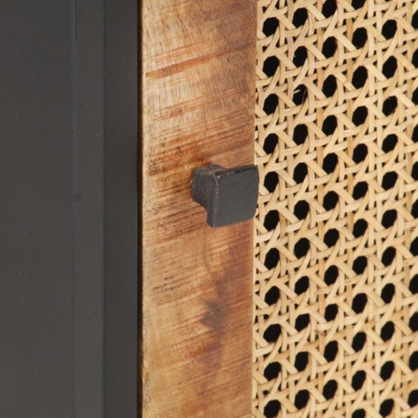 vidaXL Nočný stolík 40x30x50 cm surové mangovníkové drevo a rákos – Obrázok 3