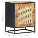 vidaXL Nočný stolík 40x30x50 cm surové mangovníkové drevo a rákos – Obrázok 8