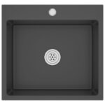 vidaXL Ručne vyrobený kuchynský drez, čierny, nehrdzavejúca oceľ – Obrázok 2