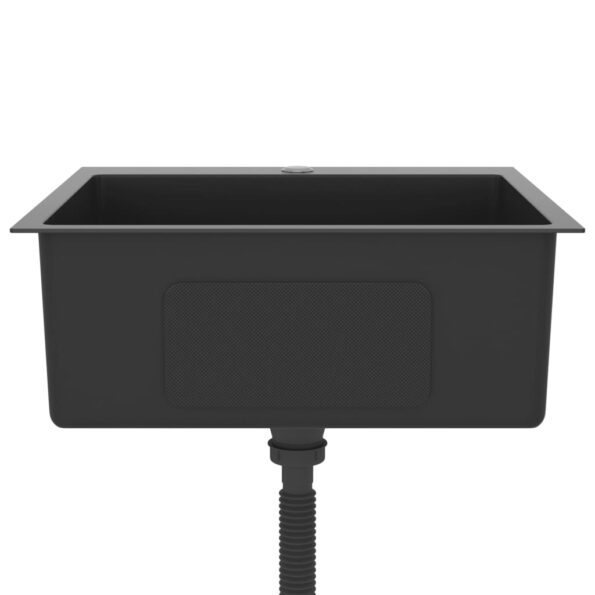 vidaXL Ručne vyrobený kuchynský drez, čierny, nehrdzavejúca oceľ – Obrázok 5