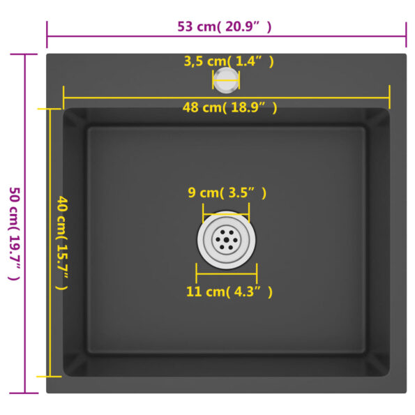 vidaXL Ručne vyrobený kuchynský drez, čierny, nehrdzavejúca oceľ – Obrázok 11
