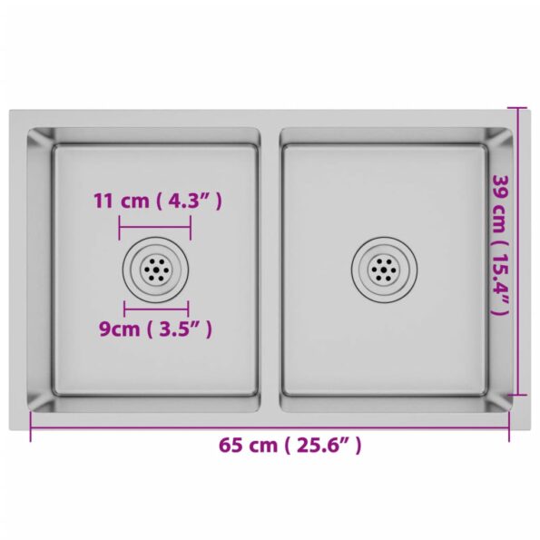 vidaXL Ručne vyrobený kuchynský drez, nehrdzavejúca oceľ – Obrázok 10