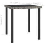 vidaXL Záhradný jedálenský stôl sivý 70x70x73 cm polyratanový – Obrázok 4