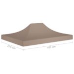 vidaXL Strecha na párty stan 4x3 m, sivohnedá 270 g/m² – Obrázok 6
