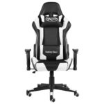 vidaXL Otočná herná stolička biela PVC – Obrázok 2