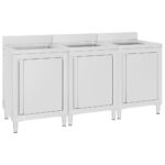 vidaXL Gastro kuchynské drezy so skrinkami 3 ks nehrdzavejúca oceľ