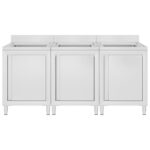 vidaXL Gastro kuchynské drezy so skrinkami 3 ks nehrdzavejúca oceľ – Obrázok 2