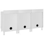 vidaXL Gastro kuchynské drezy so skrinkami 3 ks nehrdzavejúca oceľ – Obrázok 4