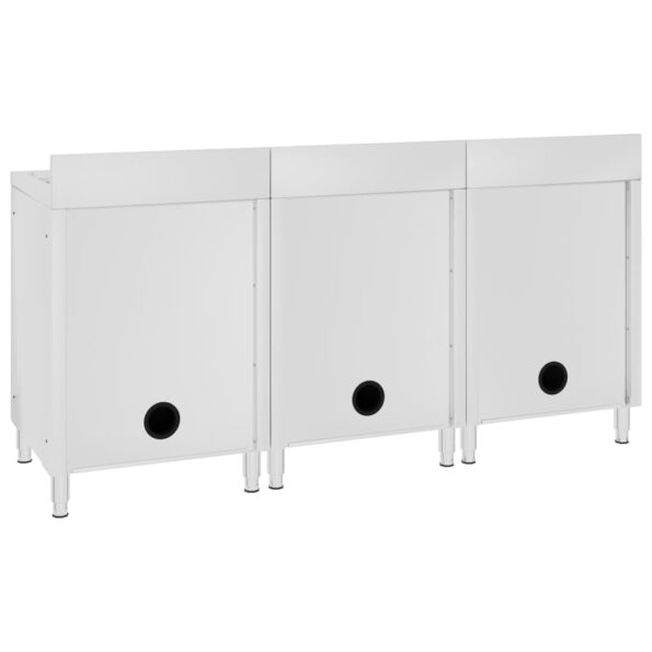 vidaXL Gastro kuchynské drezy so skrinkami 3 ks nehrdzavejúca oceľ – Obrázok 4