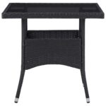 vidaXL 3-dielna záhradná jedálenská súprava polyratan a sklo čierna – Obrázok 9