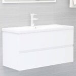 vidaXL Skrinka pod umývadlo, biela 90x38,5x45 cm, kompozitné drevo
