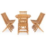 vidaXL 9-dielna skladacia vonkajšia jedálenská súprava, tíkový masív – Obrázok 2