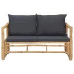 vidaXL Záhradná lavička s podložkami 115 cm bambus – Obrázok 2