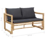 vidaXL Záhradná lavička s podložkami 115 cm bambus – Obrázok 7