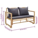 vidaXL Záhradná lavička s podložkami 115 cm bambus – Obrázok 8