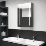 vidaXL LED kúpeľňová zrkadlová skrinka žiarivá sivá 50x13x70 cm