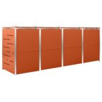 vidaXL Ohrada na 4 odpadkové koše 276,5x77,5x112,5 cm nerezová oceľ – Obrázok 10