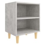 vidaXL Nočný stolík nožičky z masívneho dreva betónový sivý 40x30x50cm – Obrázok 2