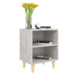 vidaXL Nočný stolík nožičky z masívneho dreva betónový sivý 40x30x50cm – Obrázok 3