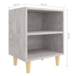 vidaXL Nočný stolík nožičky z masívneho dreva betónový sivý 40x30x50cm – Obrázok 6