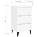 vidaXL Nočný stolík nohy z kovu biely 40x35x69 cm – Obrázok 7