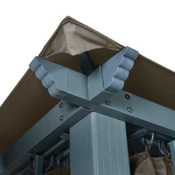 vidaXL Altánok so závesom a LED reťazou 3x3 m, sivohnedý, hliník – Obrázok 7