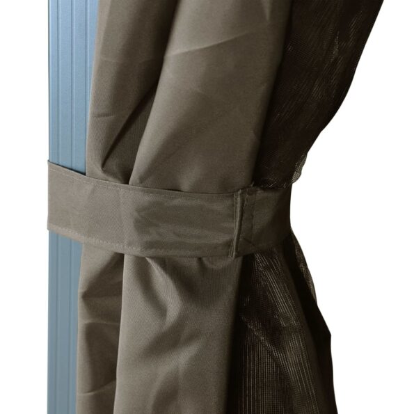 vidaXL Altánok so závesom a LED reťazou 3x3 m, sivohnedý, hliník – Obrázok 8