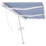 vidaXL Automatická markíza, LED a senzor vetra 600x350 cm, modrá/biela – Obrázok 2