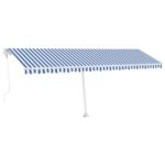 vidaXL Automatická markíza, LED a senzor vetra 600x350 cm, modrá/biela – Obrázok 3