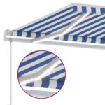 vidaXL Automatická markíza, LED a senzor vetra 600x350 cm, modrá/biela – Obrázok 7
